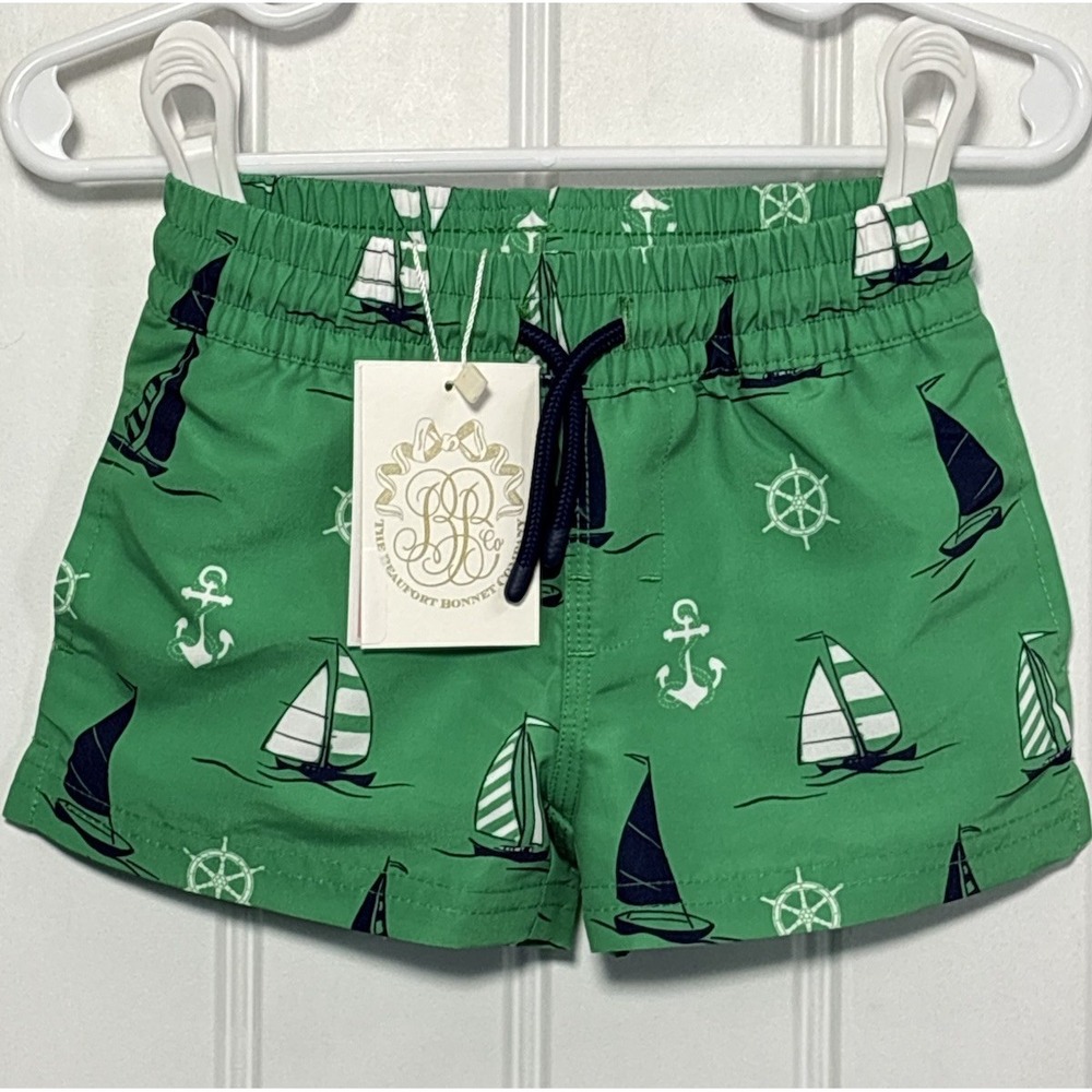 NWT The Beaufort Bonnet Company Tortola Swim Trunks Yacht to Join Us 12–18M